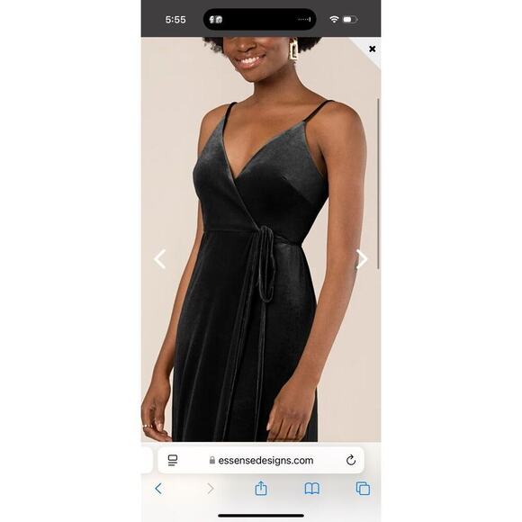 Sorella Vita Black Velvet Wrap Floor Length Formal Gown Bridesmaids Dress 10 - Picture 8 of 10